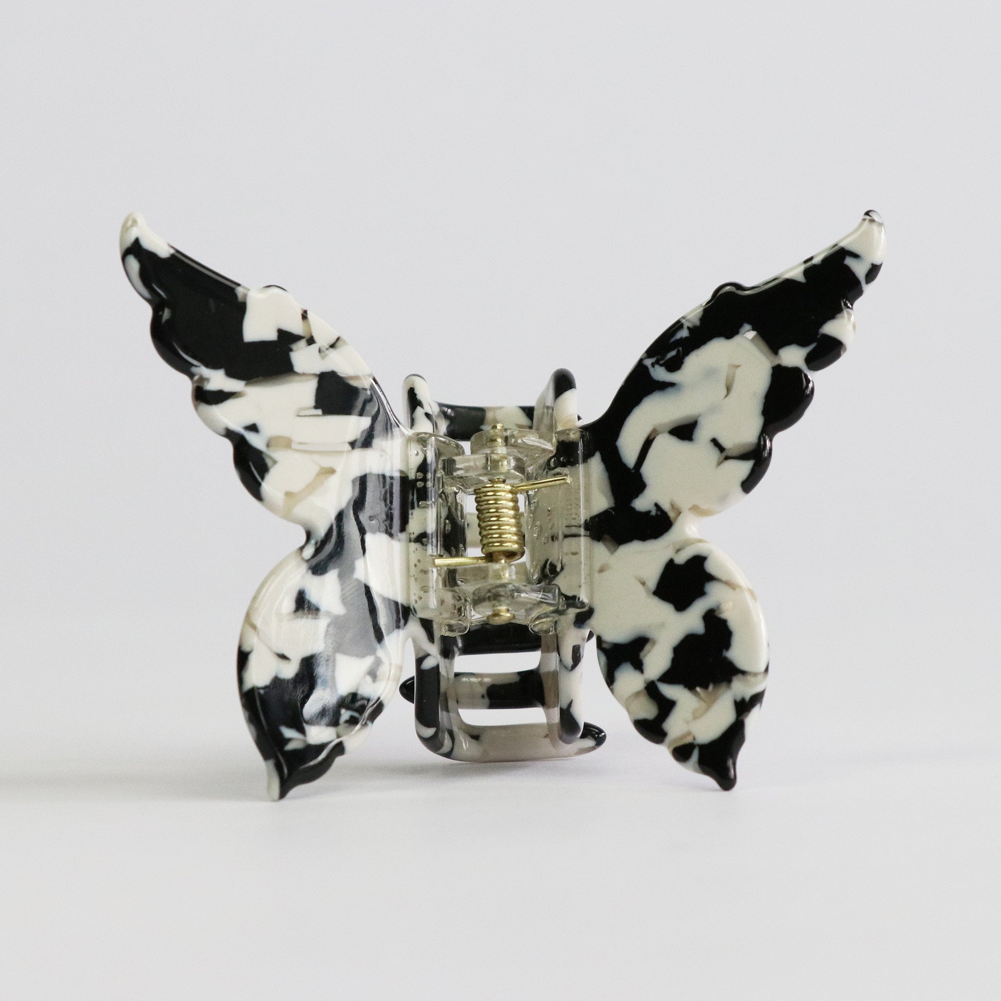 Schmetterling Haarspange Stracciatella Schwarz-Weiss