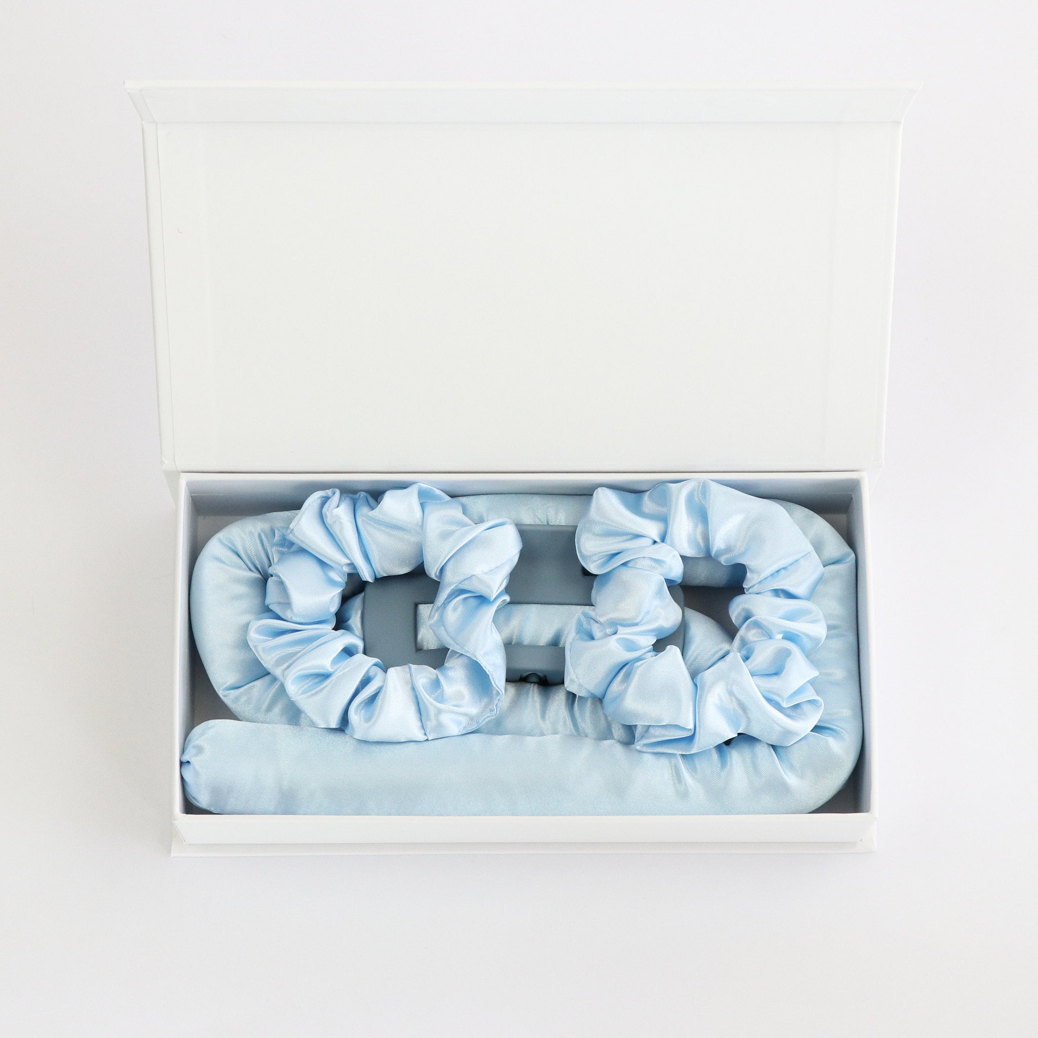 Satin Hitzefreier Lockenwickler mit Haarklammer Baby Blau