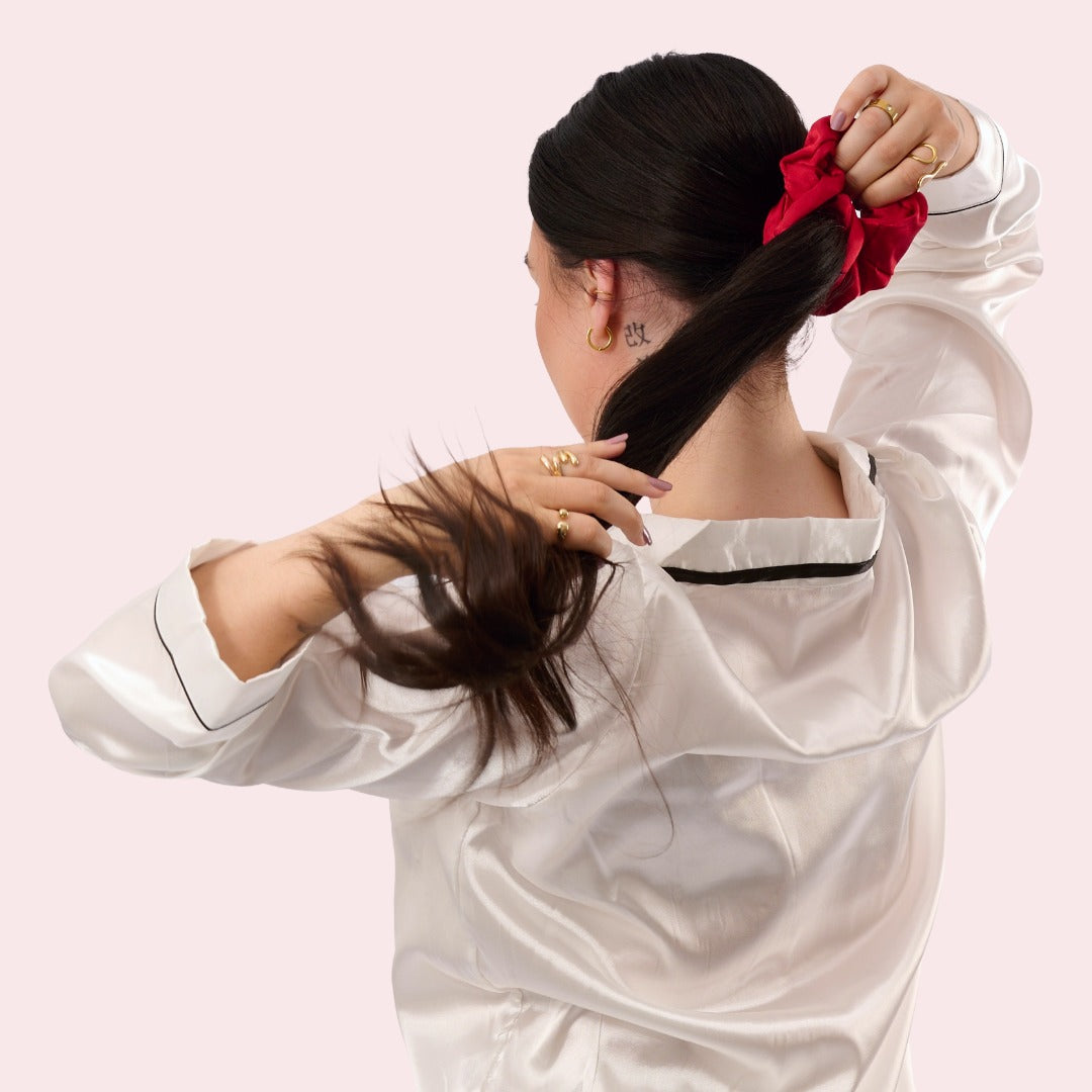 Satin Haargummi Scrunchie XL Weinrot