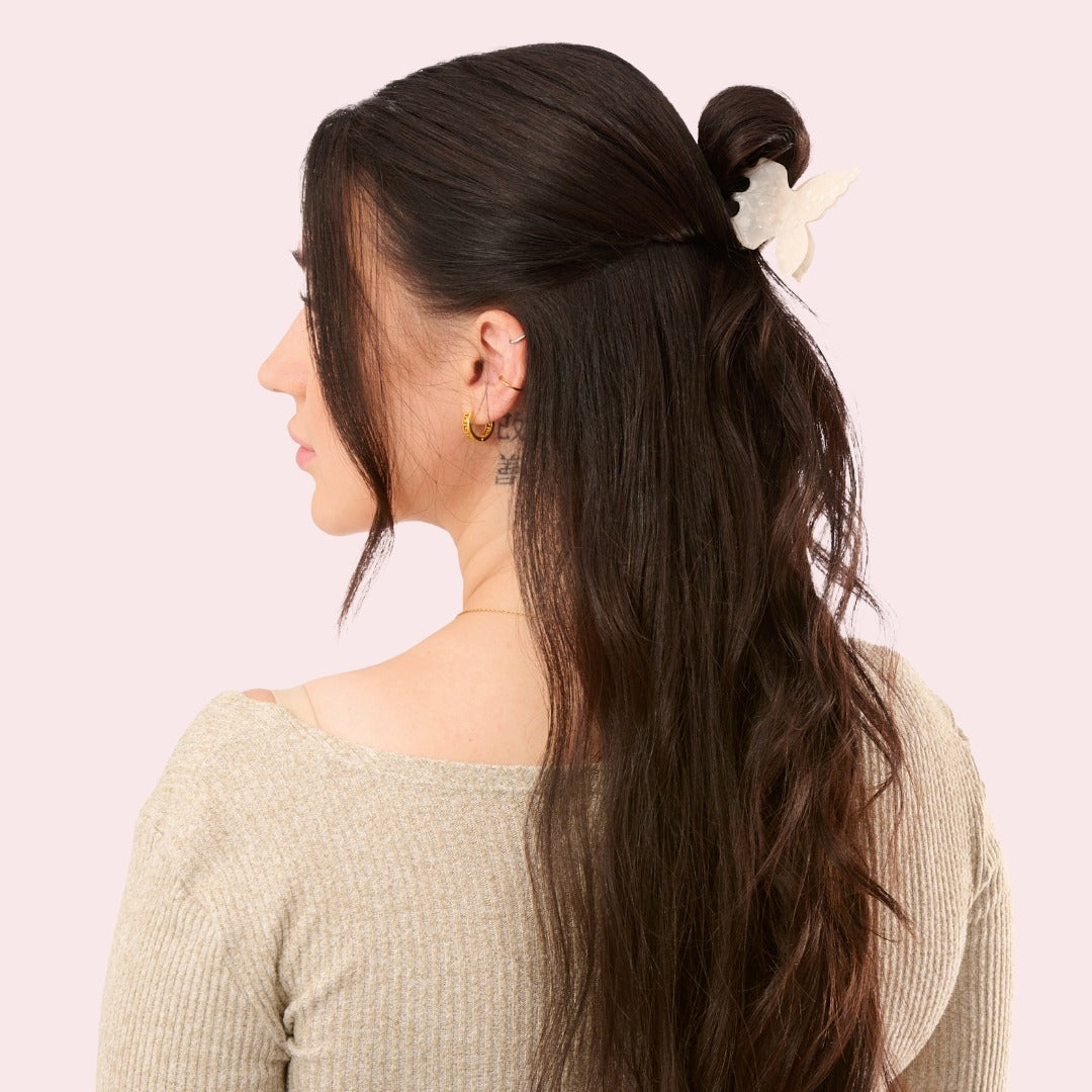 Schmetterling Haarspange Perl Weiss