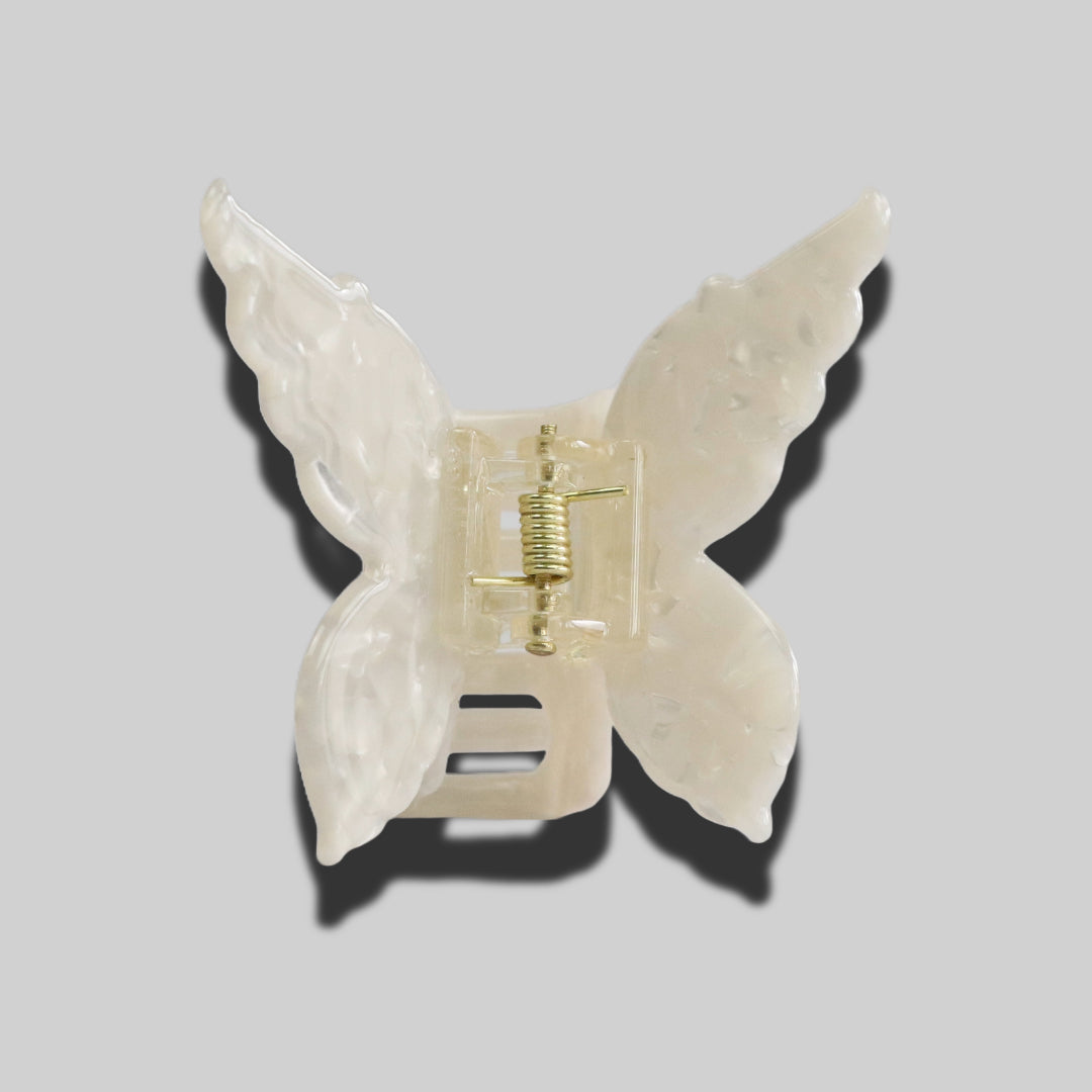 Schmetterling Haarspange Perl Weiss