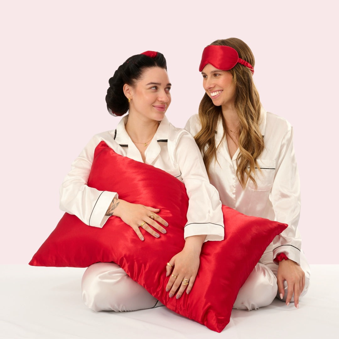 Satin Dream Set in Weinrot