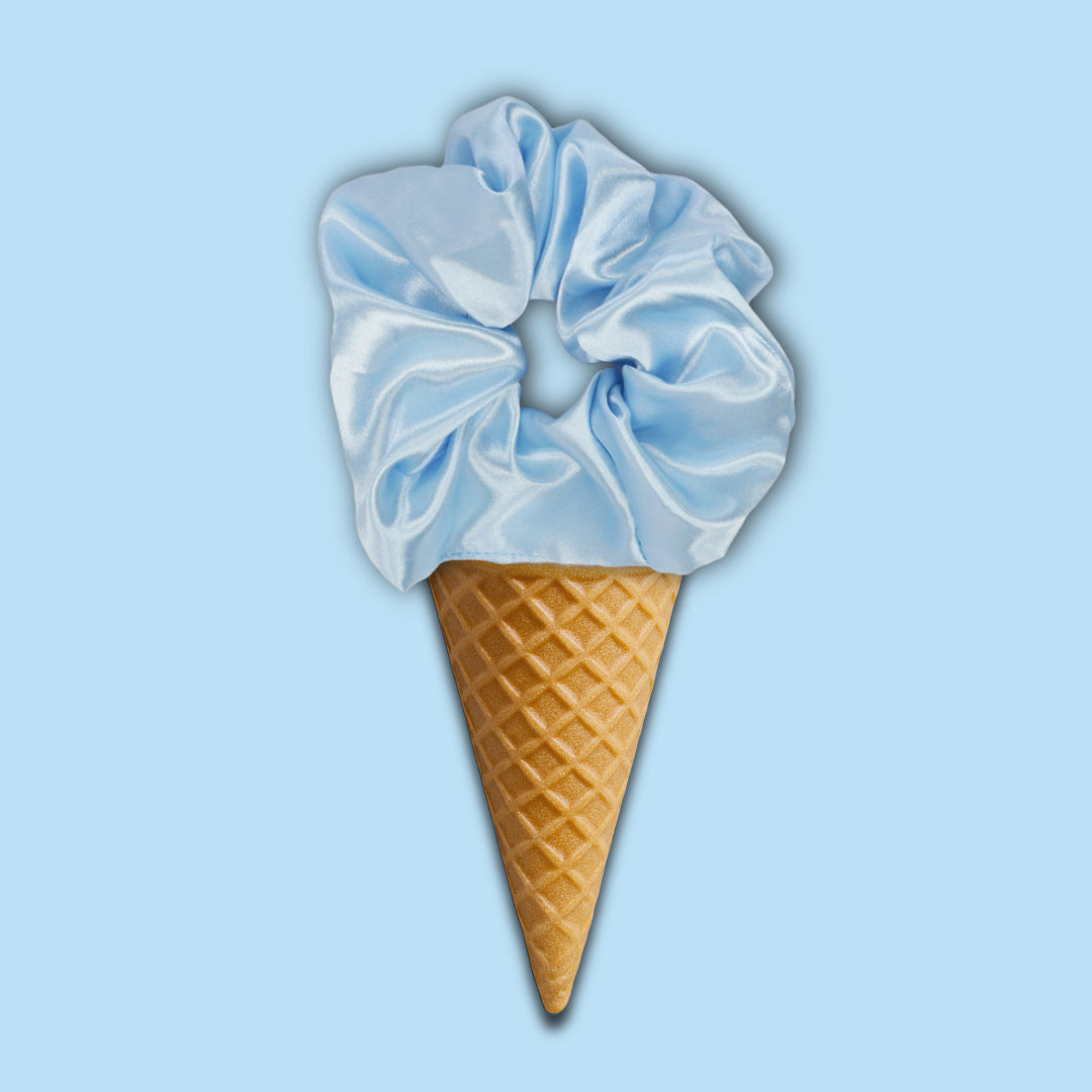 Satin Haargummi Scrunchie XL Baby Blau