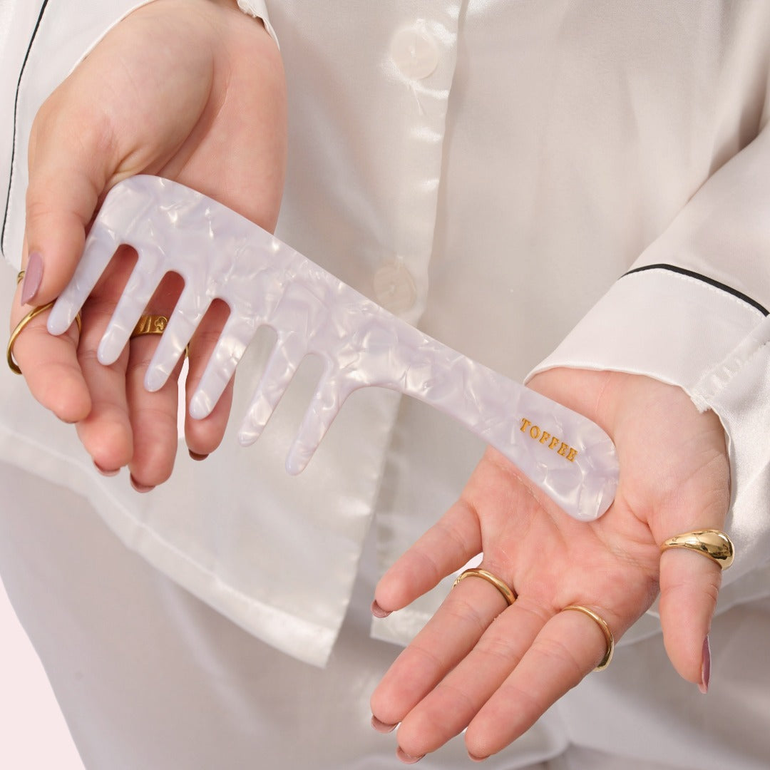 Locken Haarkamm in Pearl Weiss