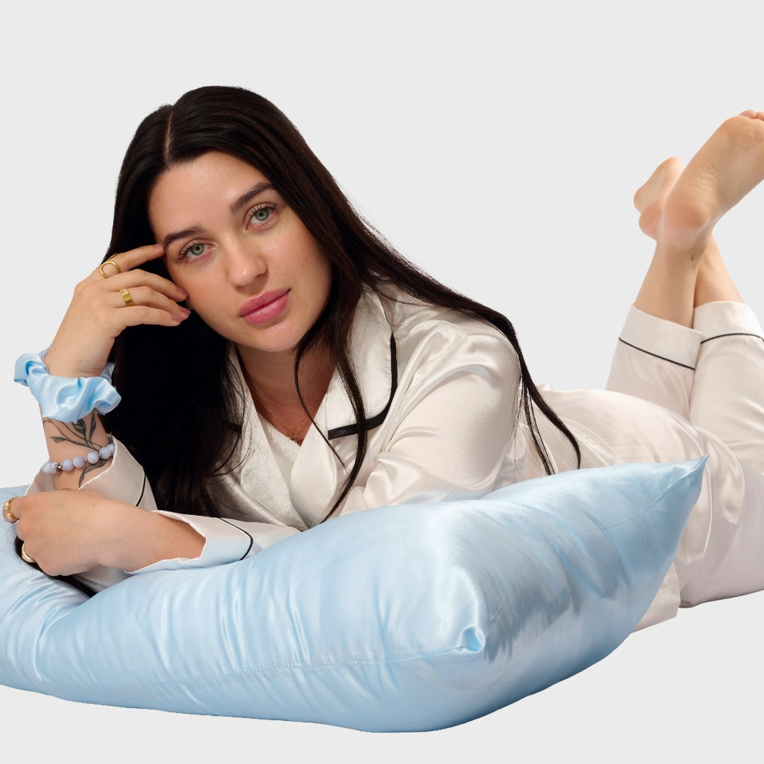 Satin Anti-Haarbruch Kissenbezug Baby Blau