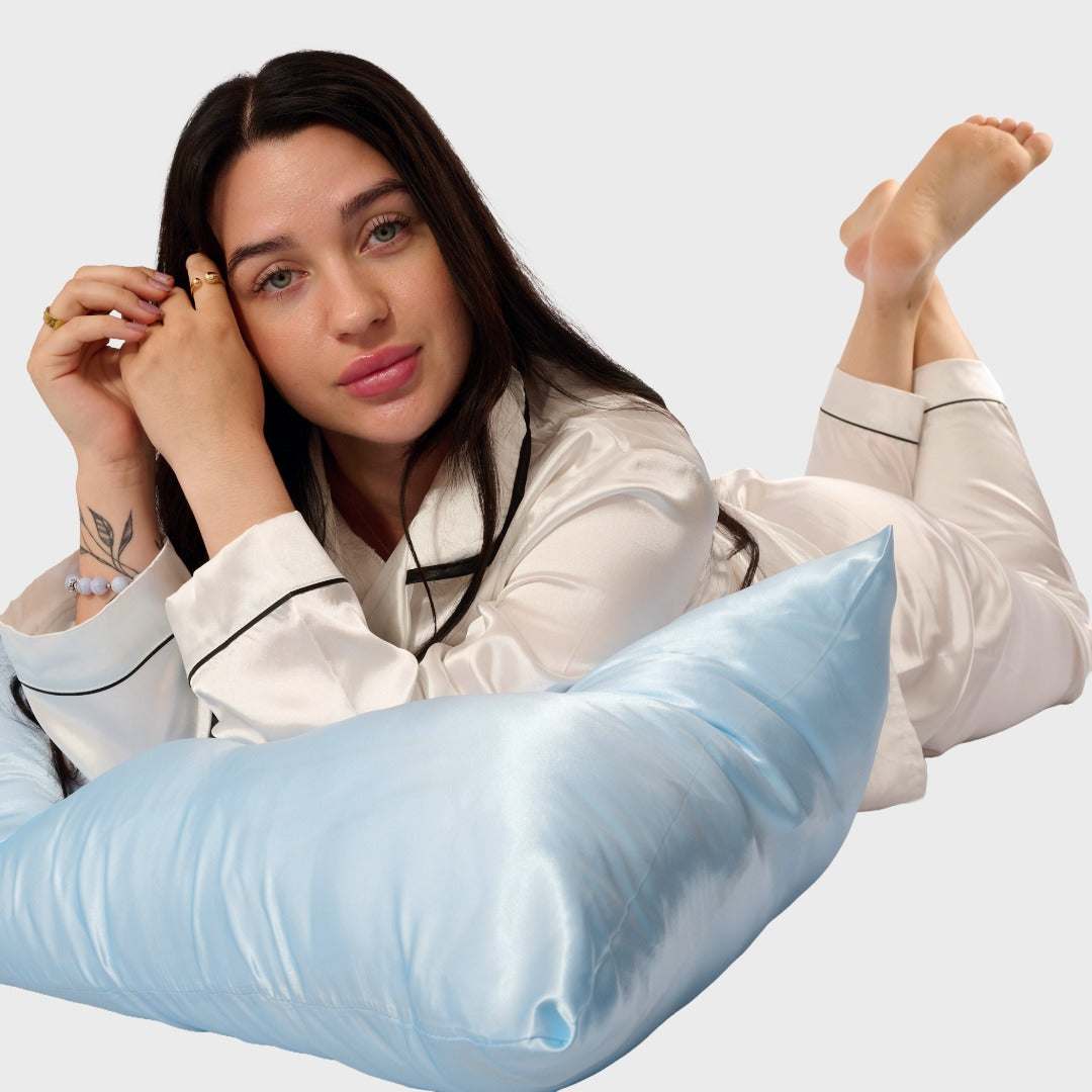 Satin Anti-Haarbruch Kissenbezug Baby Blau