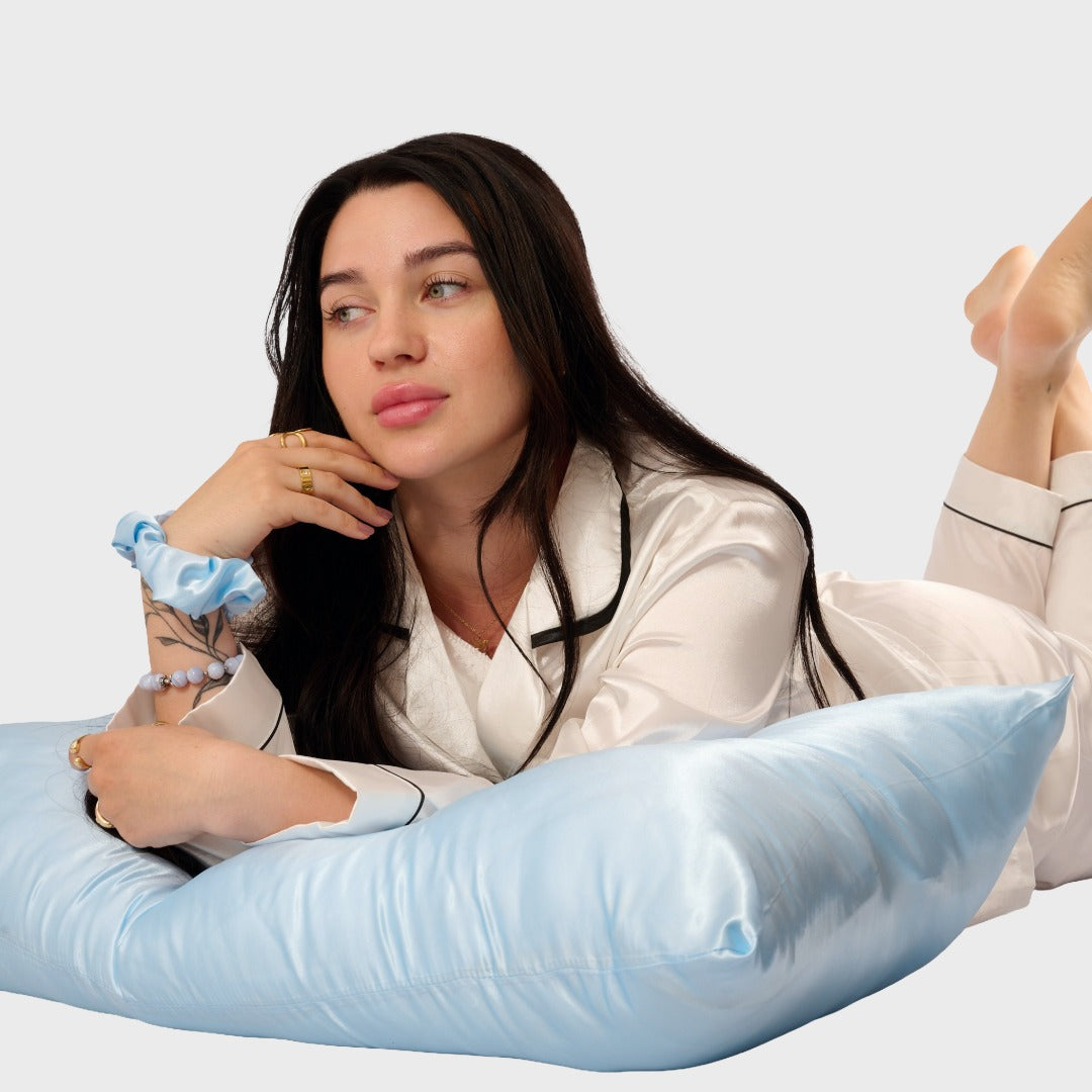 Satin Haargummi Scrunchie XL Baby Blau