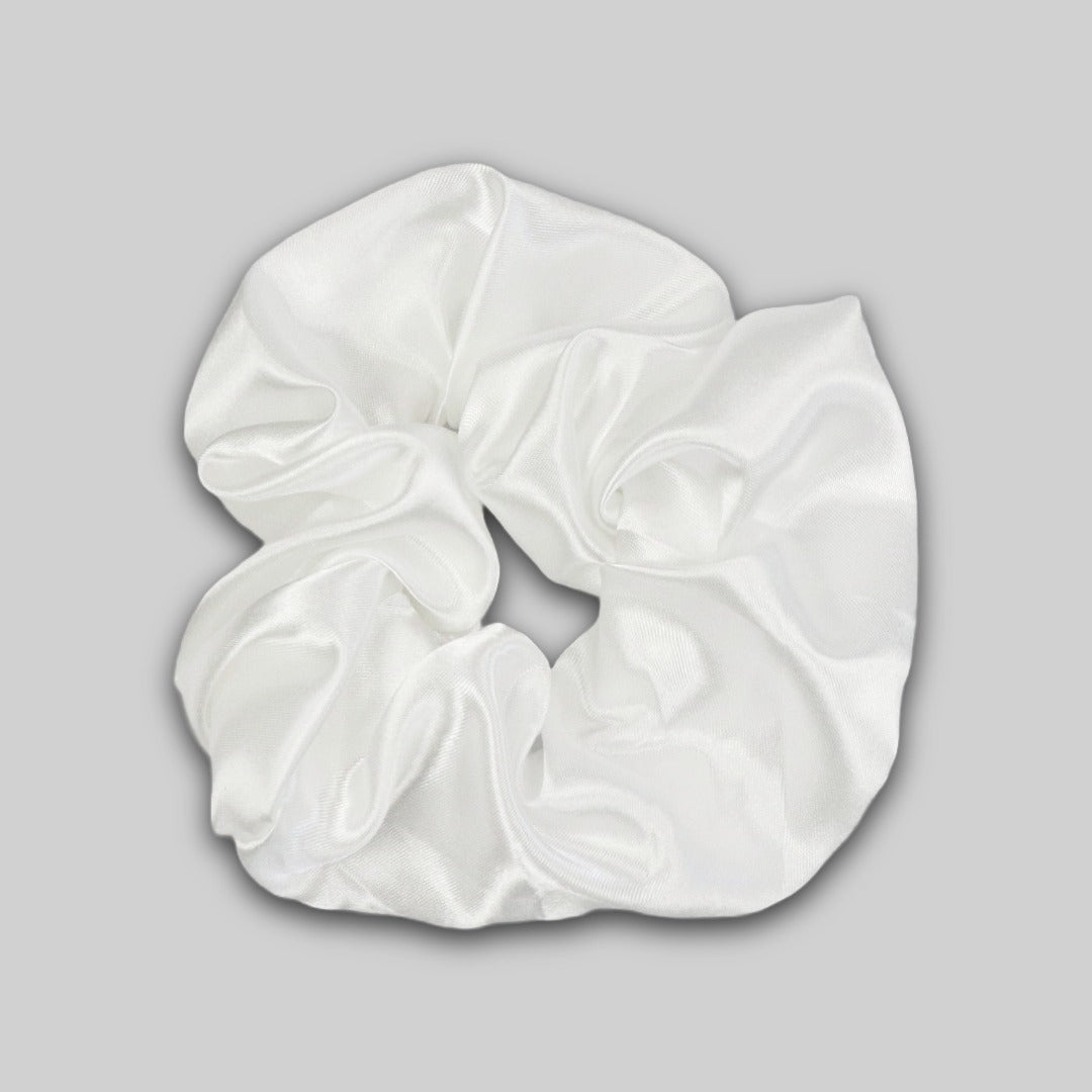Satin Haargummi Scrunchie XL Schnee Weiss