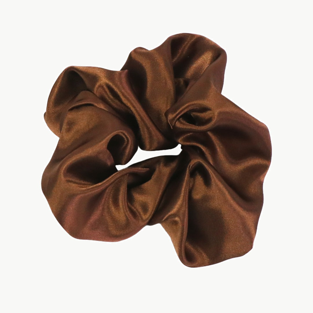 Satin Haargummi Scrunchie XL Kaffee Braun