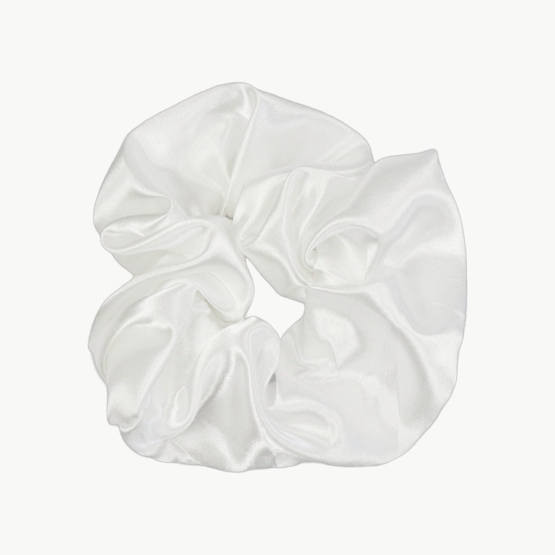Satin Haargummi Scrunchie XL Schnee Weiss