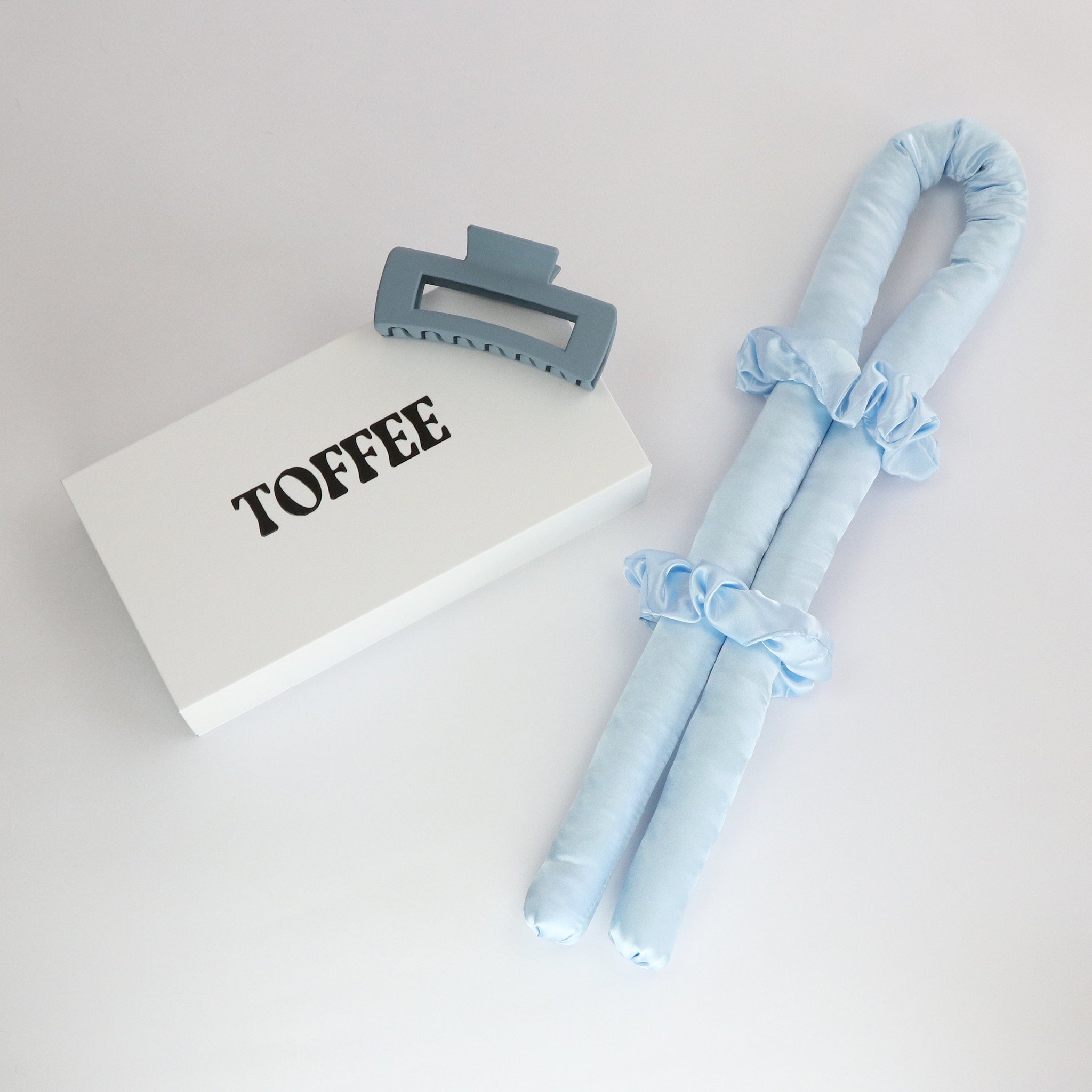 Satin Hitzefreier Lockenwickler mit Haarklammer Baby Blau