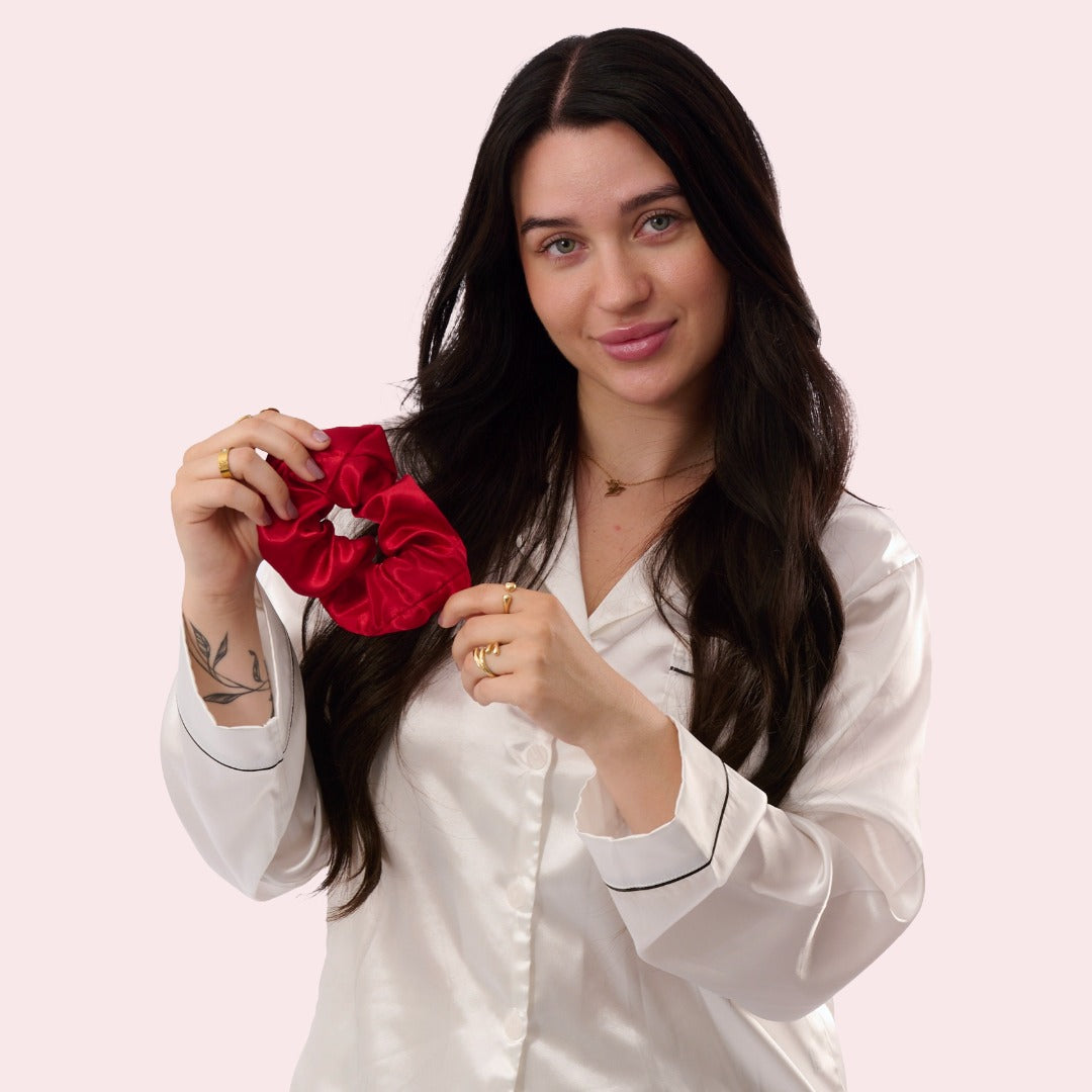 Satin Haargummi Scrunchie XL Weinrot