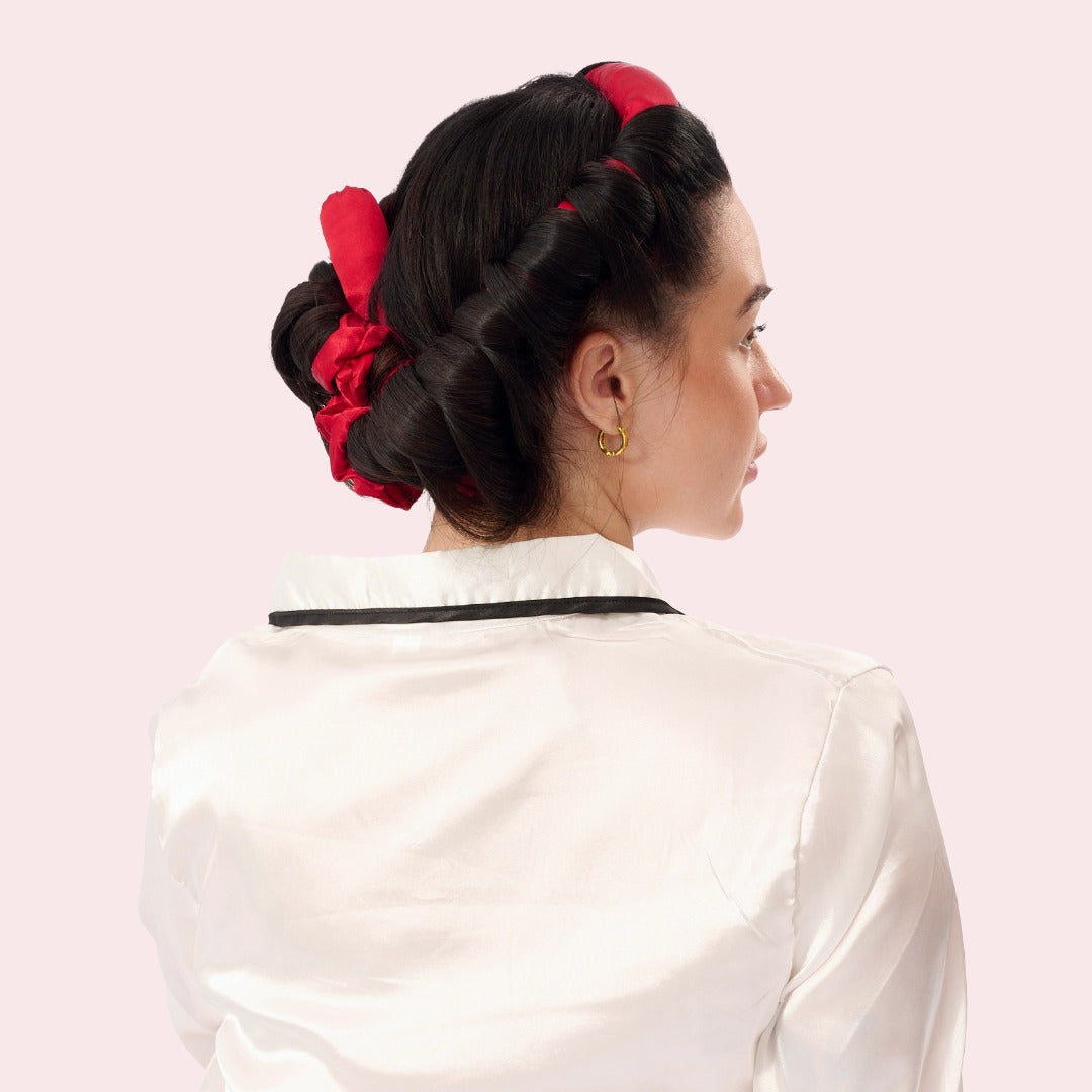 Satin Hitzefreier Lockenwickler Weinrot