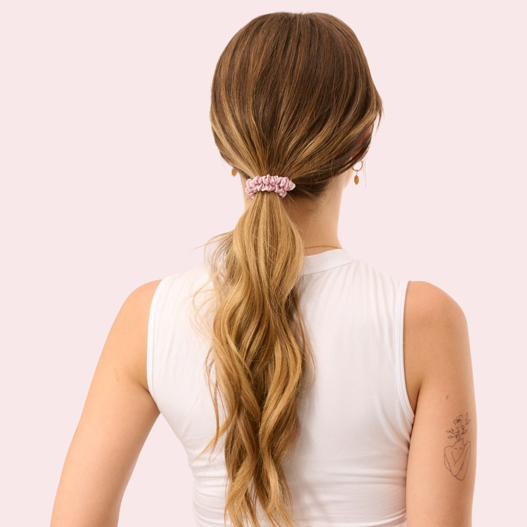 Satin Haargummi Scrunchie mini Altrosa