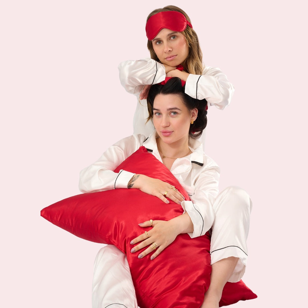 Satin Dream Set in Weinrot