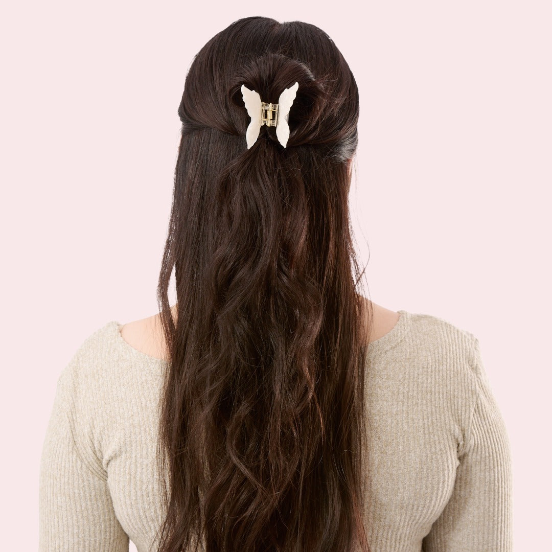 Schmetterling Haarspange Perl Weiss