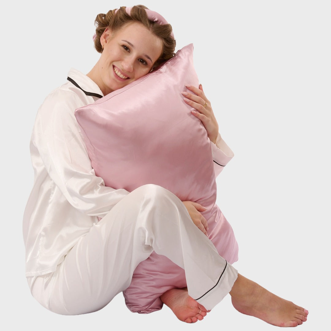 Satin Anti-Haarbruch Kissenbezug Altrosa