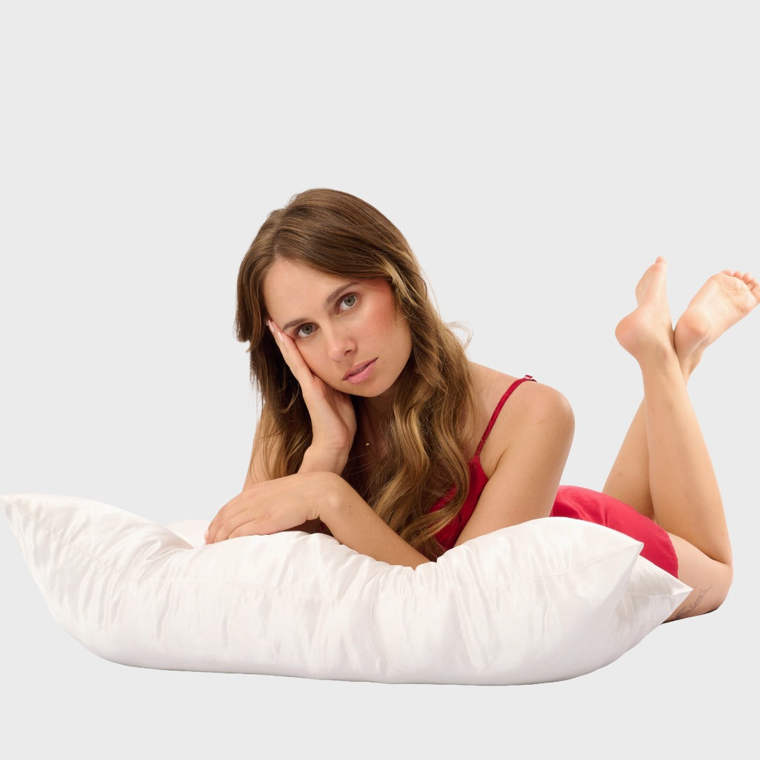 Satin Anti-Haarbruch Kissenbezug Schnee Weiss