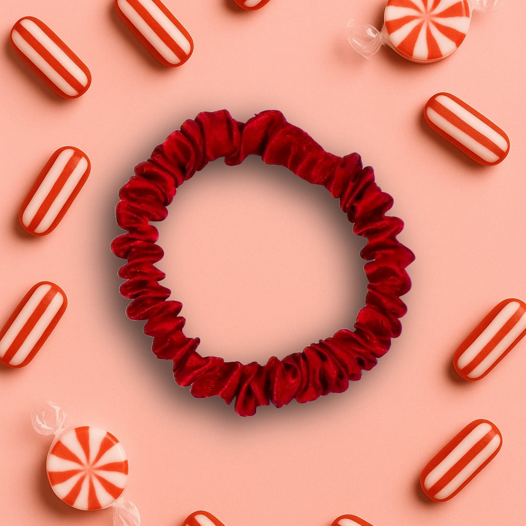 Satin Haargummi Scrunchie mini Weinrot