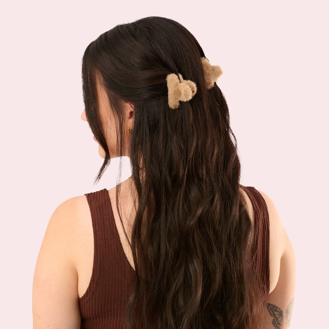 Furry Wölkchen Haarklammern mini Teddy Braun
