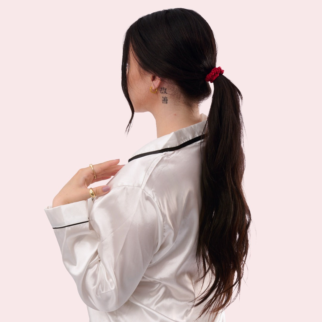Satin Haargummi Scrunchie mini Weinrot
