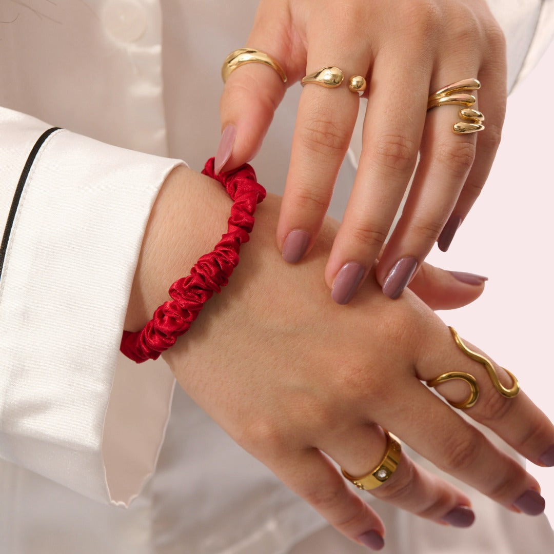 Satin Haargummi Scrunchie mini Weinrot