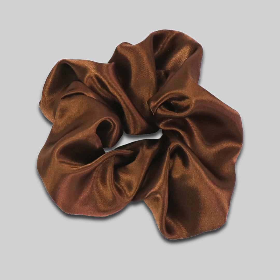 Satin Haargummi Scrunchie XL Kaffee Braun