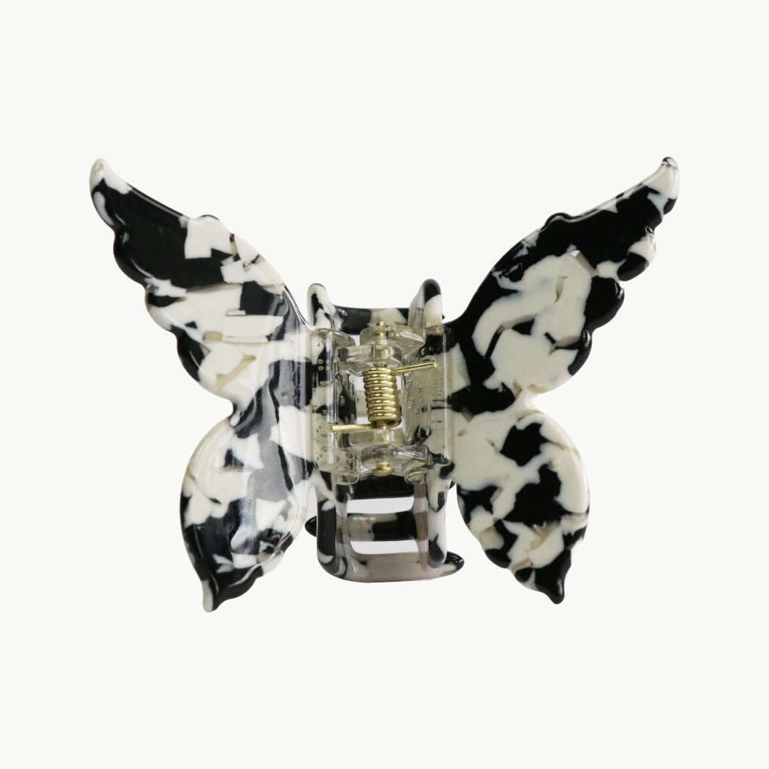 Schmetterling Haarspange Stracciatella Schwarz-Weiss