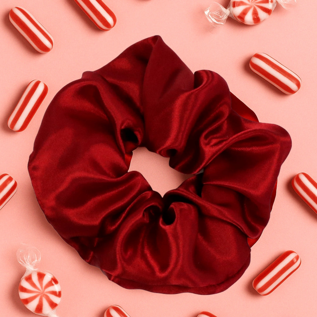 Satin Haargummi Scrunchie XL Weinrot